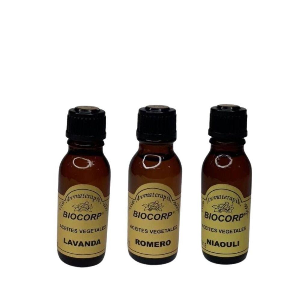 Aceites esenciales en primera dilución (Lavanda, Romero, Niaouli)